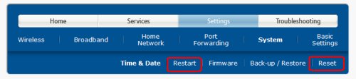 BT Home Hub 3 System Menu