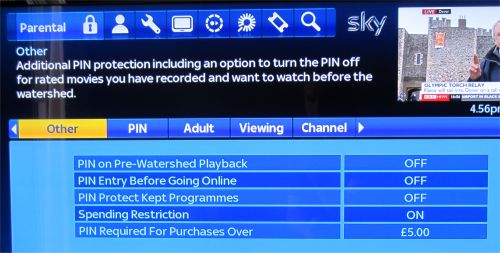 Additional Sky Parental Control settings