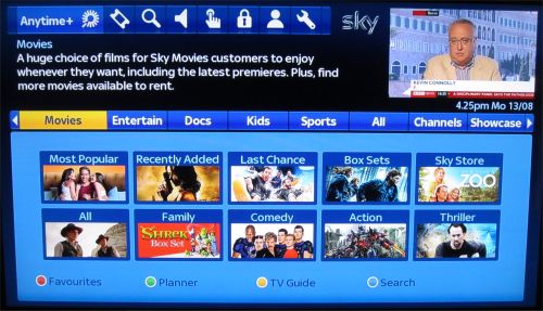 Sky Anytime+ Main Screen