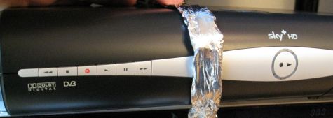 Sky Box with tin foil covering the IR sensor